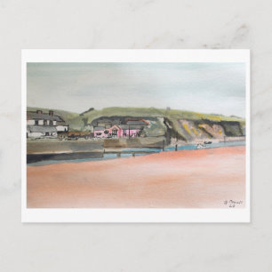 Bude Cornwall Landschap – Waterverf Kustkunst Briefkaart