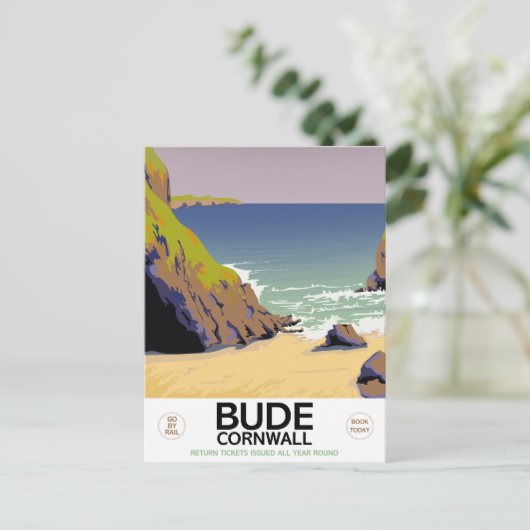 Bude cornwall Reisposter zeezijde Briefkaart (Staand voorkant)
