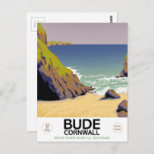 Bude cornwall Reisposter zeezijde Briefkaart (Voorkant / Achterkant)