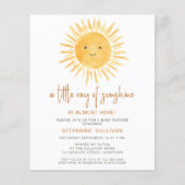 Budge Little Ray of Sunshine Baby shower Invite (Voorkant)