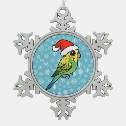 Budgerigar Santa Claus Tin Sneeuwvlok Ornament (Voorkant)