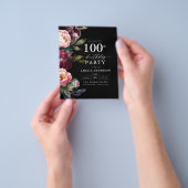 Budget 100e verjaardag Moody Bloemen Uitnodiging Flyer (Hand)