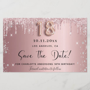 Budget 18e verjaardag blush glitter save the date