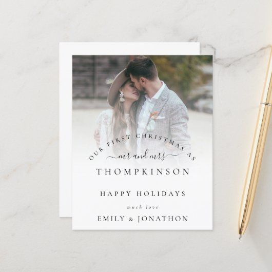 Budget 1er Noël M. Mme Photo Carte de vacances (Devant/Arrière en situation)