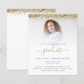 Budget 2023 Afstudeerder Foto Gold Glitter Uitnodi (Voorkant / Achterkant)