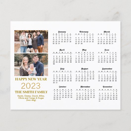 Budget 2023 Moderne Gold Script Photo Calendar Kaa (Voorkant)
