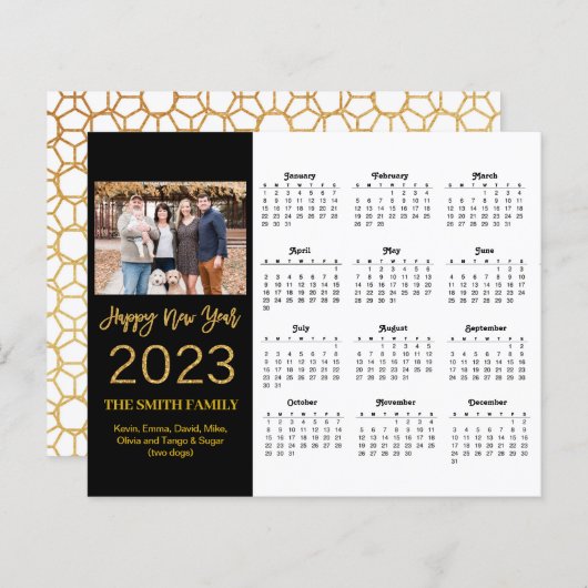 Budget 2023 Moderne Gold Script Photo Calendar Kaa (Voorkant / Achterkant)