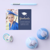 Budget 2023 Navy Blue Gold Photo Afstuderen Flyer (Enkel)