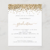 Budget 2024 Afstudeerfeest Gouden Glitter Uitnodig (Voorkant)