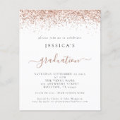 Budget 2024 Afstuderen Roos Gouden Glitter Invite (Voorkant)