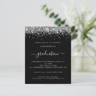 Budget 2024 Afstuderen Silver Glitter Black Invite
