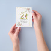 Budget 21e verjaardag Bloem Goud Script Uitnodigin Flyer (Hand)