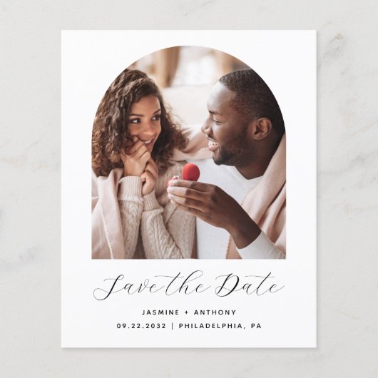 Budget 2-Foto Boho Boog Zwart Wit Save the Date (Voorkant)