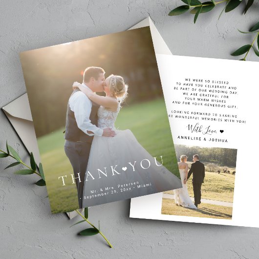 Budget 2 foto moderne typografie bruiloft dank u