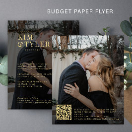 Budget 2 foto's QR gouden zwarte bruiloft uitnodig Flyer
