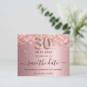 Budget 30e verjaardag zachte roze glitter save the (Staand voorkant)