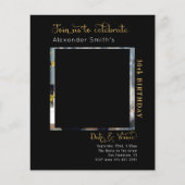Budget 30th Birthday Black Invitation Flyer (Voorkant)