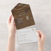 Budget 3 en 1 Invitation au mariage en bois RUSTIQ (Déchirure)