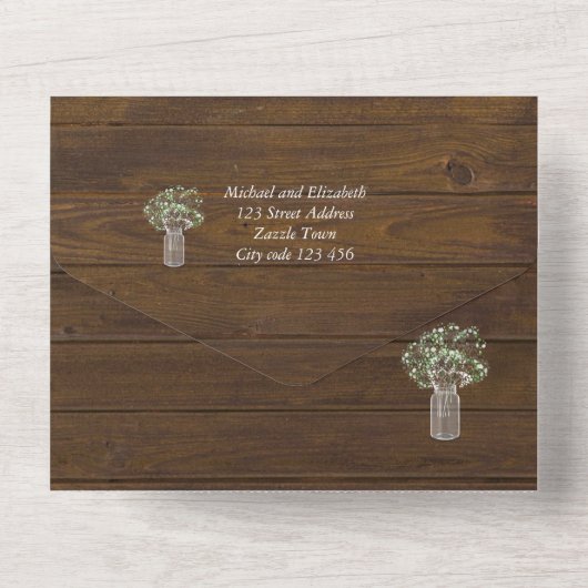 Budget 3 en 1 Invitation au mariage en bois RUSTIQ (Verso)