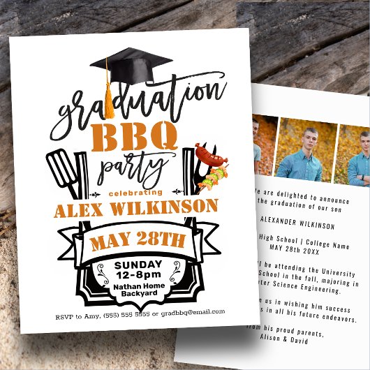 BUDGET 3 Foto Afstuderen BBQ Party Invitation
