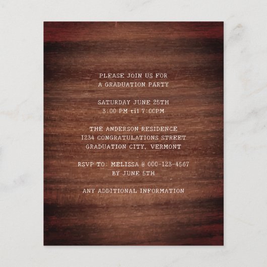 Budget 3 Foto Afstuderen Invitation Rustic Doodle (Achterkant)