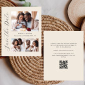 Budget 3-Foto Beige QR-code Save the Date