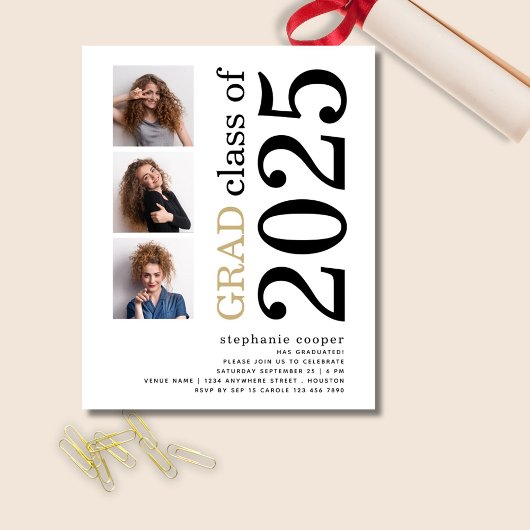 Budget 3 foto Bold 2025 Wit Afstuderen Uitnodigen