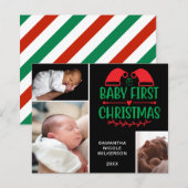 Budget 3 Foto Collage Baby's Eerste Kerstkaart (Voorkant / Achterkant)