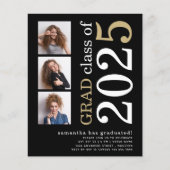 Budget 3 foto Wit Goud 2025 Afstuderen Uitnodigen (Voorkant)