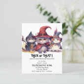 Budget 3 Kleine Heksen Trick or treat Uitnodiging (Staand voorkant)