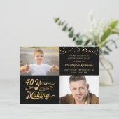 Budget 40e anniversaire 2 Photos Invitation rétro (Debout devant)
