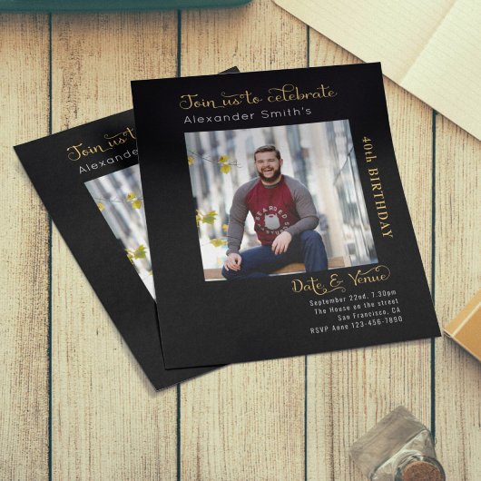 Budget 40th Birthday Black Uitnodiging Flyer