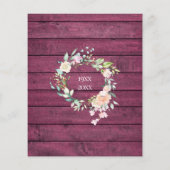 Budget 40th verjaardag Rustic Ruby Houten Uitnodig (Achterkant)