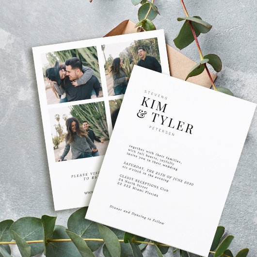 Budget 4 Fotocollage moderne huwelijksuitnodiging