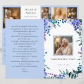 Budget 4 pagina's Begrafenisprogramma Zacht Blauw  (Voorkant / Achterkant)