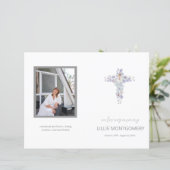 Budget 4-pagina's Flower Cross begrafenisprogramma (Staand voorkant)