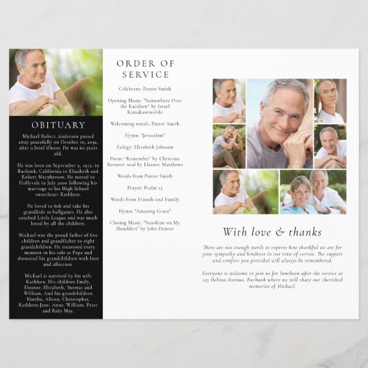 Budget 4-pagina's Sunset Ocean Funeral Programme (Achterkant)