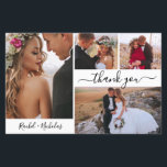 Budget 4 Photo Collage Mariage Carte de remercieme<br><div class="desc">Élégant, moderne Script 4 Photo Collage Mariage Merci abordable carte mince à petit budget. Un mariage élégant vous remercie modèle avec quatre photos à l'avant et une photo à l'arrière. Avec le texte "Merci" dans une police de script de typographie tourbillonnant avec swash ou en noir sur arrière - plan...</div>