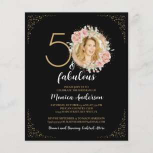 Budget 50 en Fabulous 50th Birthday Zwart Foto