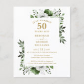 Budget 50e huwelijksjubileum bloemen uitnodiging (Voorkant)