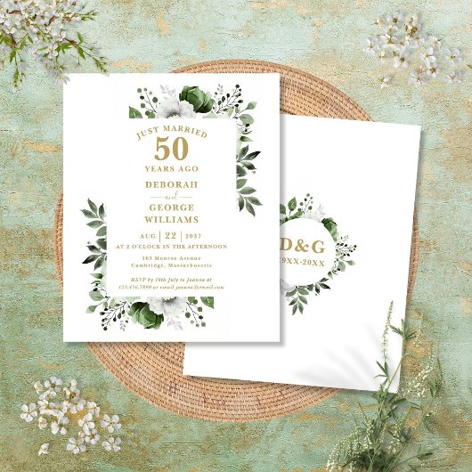 Budget 50e huwelijksjubileum bloemen uitnodiging