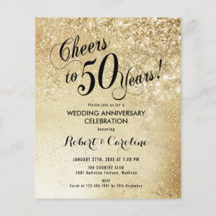 Budget 50e Jubileum Gold Invitation Flyer