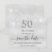 Budget 50e verjaardag zilveren glitters save the d (Voorkant / Achterkant)