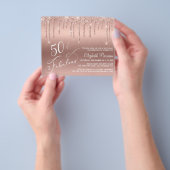 Budget 50th Birthday Glitter Roos Gold Invitation Flyer (Hand)