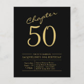 Budget 50th Birthday Invitation Black Gold Flyer (Voorkant)