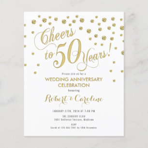 Budget 50th Jubileum - Gold & White Invitation Flyer