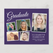 Budget 5 Foto Paarse Graduation Party Invitation (Voorkant)