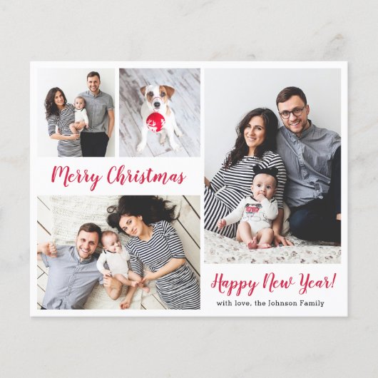 Budget 5 Foto Rood Script Kerstvakantie kaarten (Voorkant)