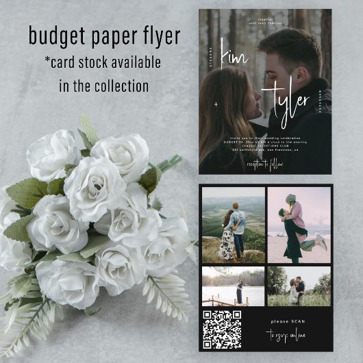 Budget 5 foto's QR CODE script bruiloft Uitnodigin Flyer