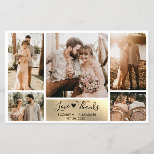 Budget 5 Photos Gold Foil Mariage Carte de remerci